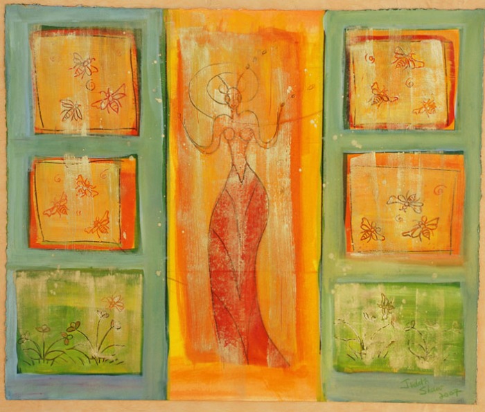 Call of the Bird Goddess, painting by Judith Shaw