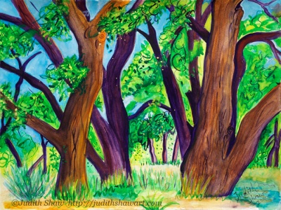 And Cottonwoods Dance, painting by Judith Shaw
