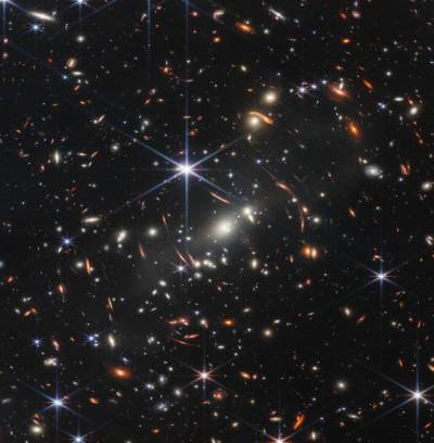 Deep field galaxy cluster from 4.6 billion years ago.